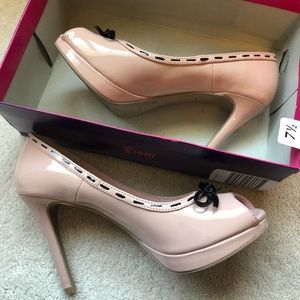 Fioni blush pink platform heels